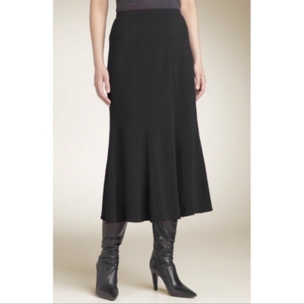 Eileen Fisher wool Godet midi skirt